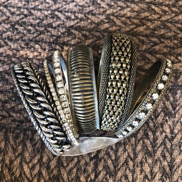 Cache 6 Lot Bundle Bronze tone Bangle bracelets multi size and embellished NWT - Picture 2 of 9